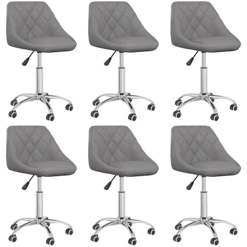 

vidaXL Sillas de comedor giratorias 6 unidades cuero sintético gris - Gris