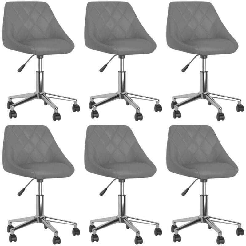 

vidaXL Sillas de comedor giratorias 6 unidades cuero sintético gris - Gris