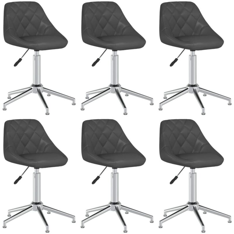 

vidaXL Sillas de comedor giratorias 6 unidades cuero sintético gris - Gris