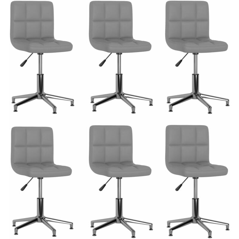 

vidaXL Sillas de comedor giratorias 6 unidades cuero sintético gris - Gris