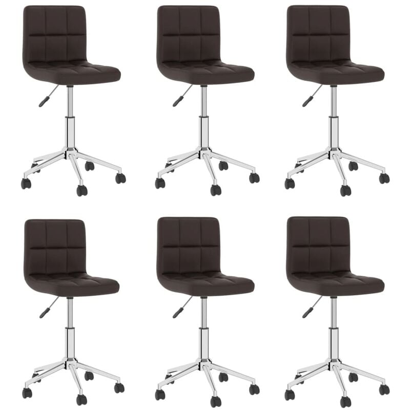 

vidaXL Sillas de comedor giratorias 6 unidades cuero sintético marrón - Marrón