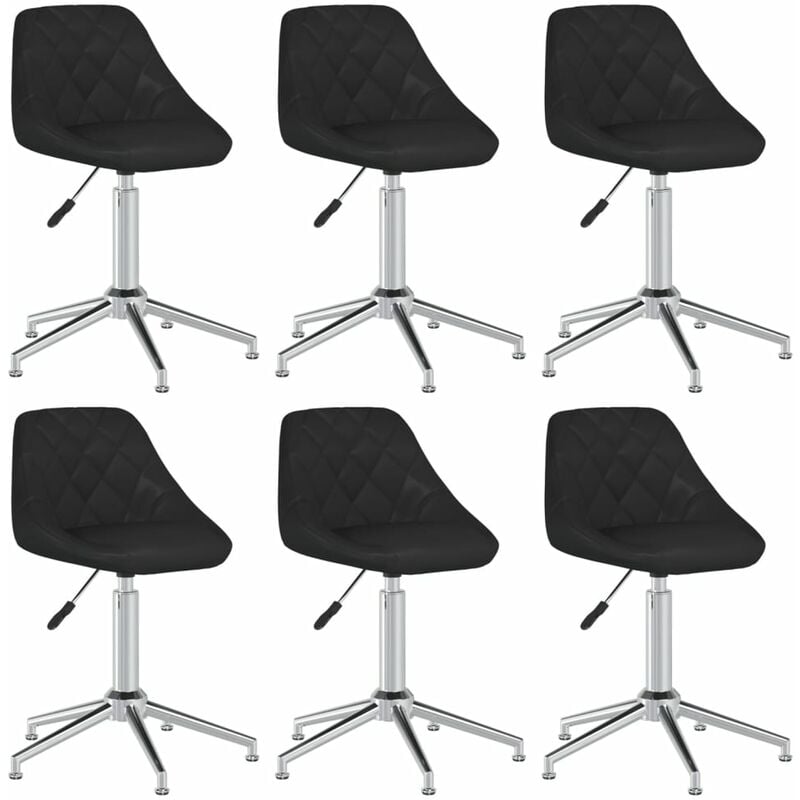 

vidaXL Sillas de comedor giratorias 6 unidades cuero sintético negro - Negro