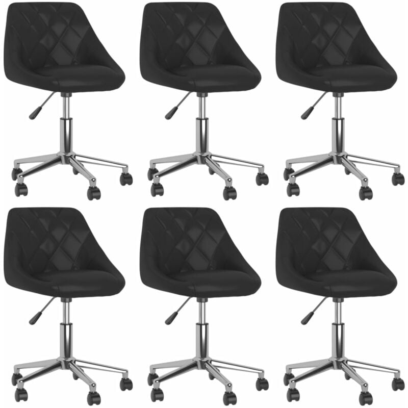 

vidaXL Sillas de comedor giratorias 6 unidades cuero sintético negro - Negro