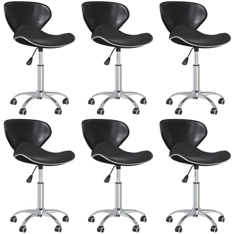 

vidaXL Sillas de comedor giratorias 6 unidades cuero sintético negro - Negro
