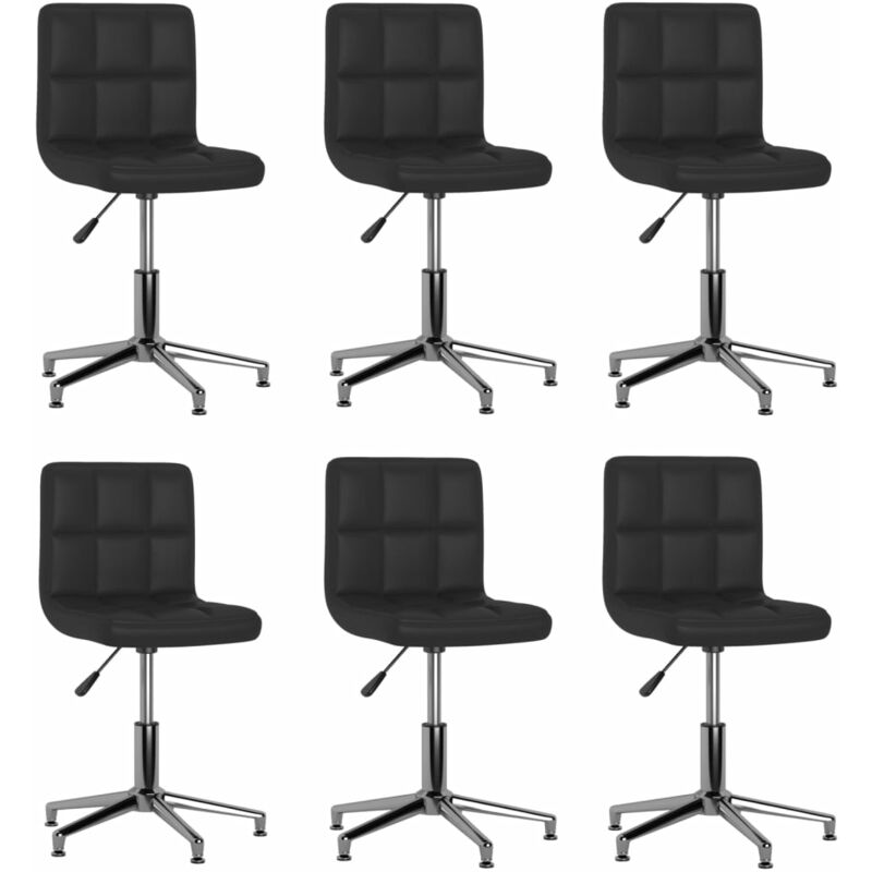 

vidaXL Sillas de comedor giratorias 6 unidades cuero sintético negro - Negro