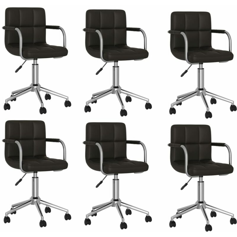 

vidaXL Sillas de comedor giratorias 6 unidades cuero sintético negro - Negro