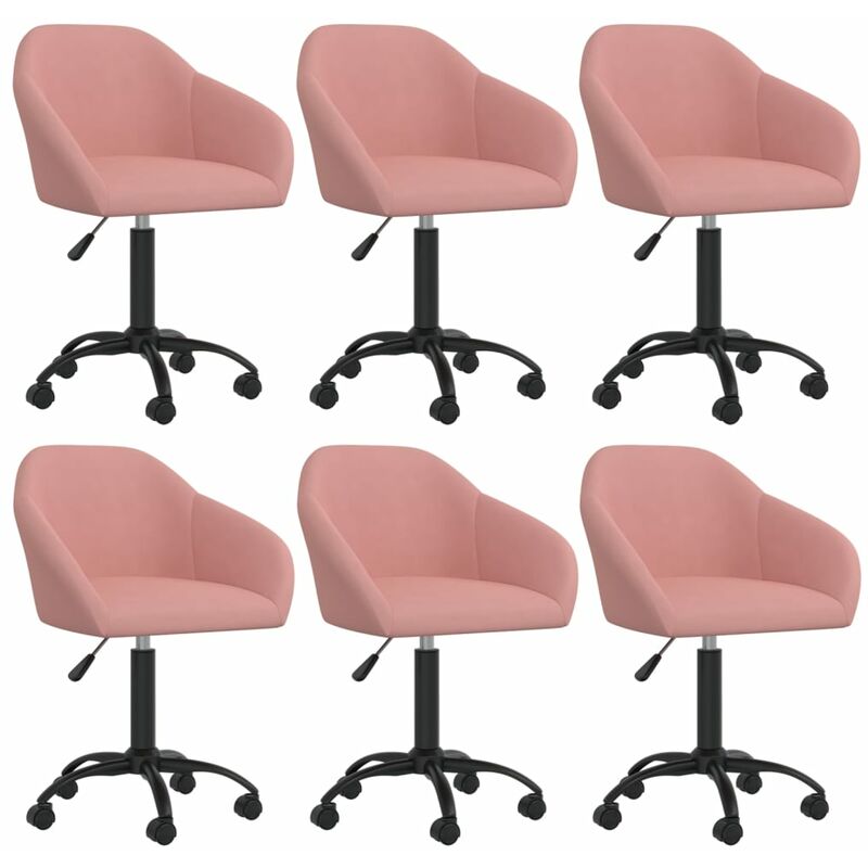 

vidaXL Sillas de comedor giratorias 6 unidades de terciopelo rosa - Rosa