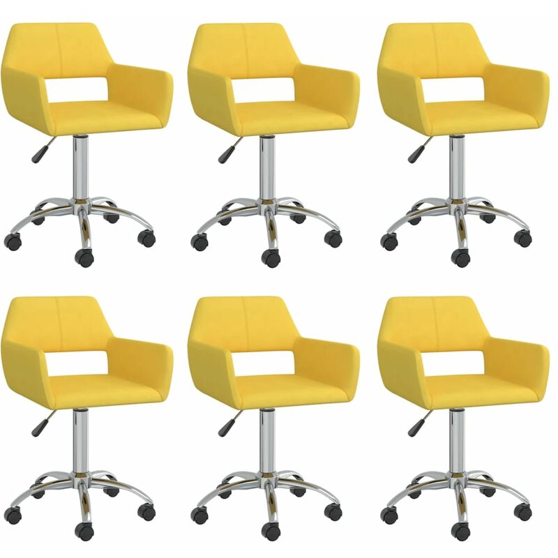 

vidaXL Sillas de comedor giratorias 6 unidades tela amarillo - Amarillo