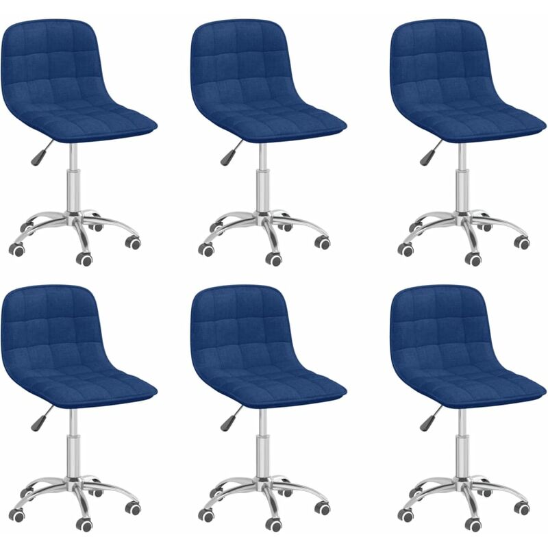 

vidaXL Sillas de comedor giratorias 6 unidades tela azul - Azul