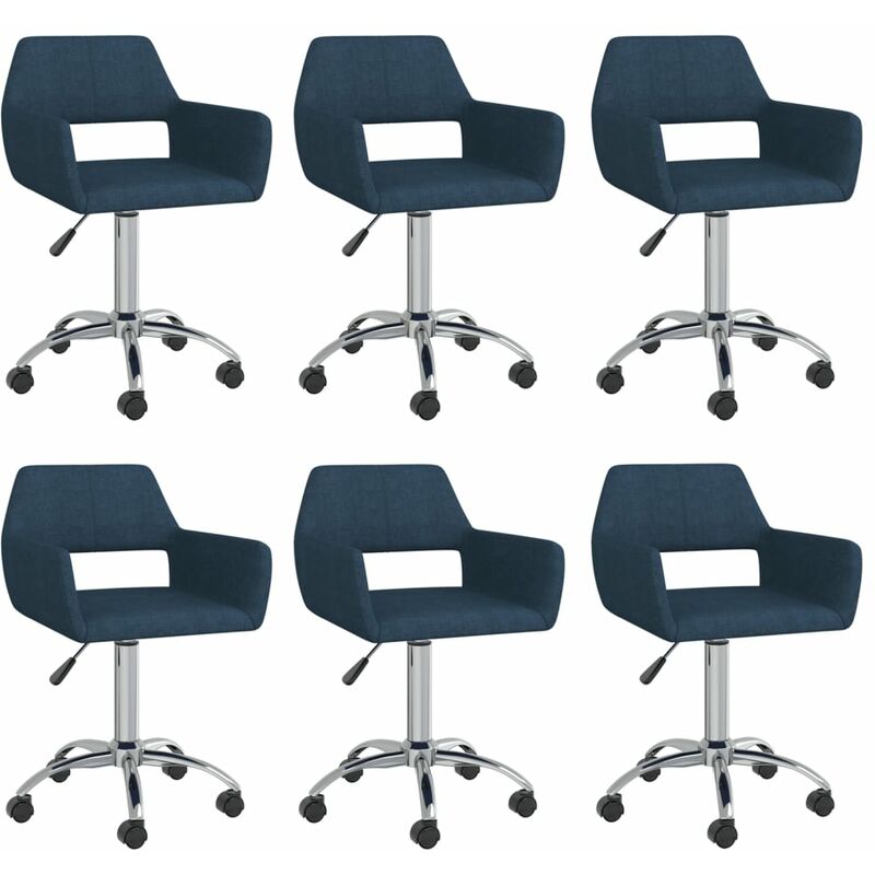 

vidaXL Sillas de comedor giratorias 6 unidades tela azul - Azul