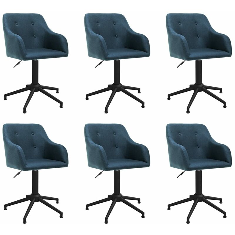 

vidaXL Sillas de comedor giratorias 6 unidades tela azul - Azul