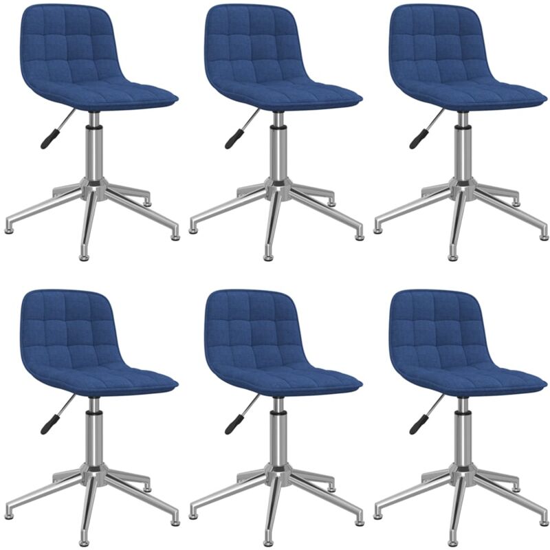 

vidaXL Sillas de comedor giratorias 6 unidades tela azul - Azul