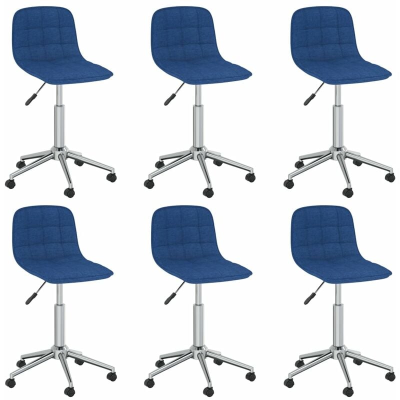 

vidaXL Sillas de comedor giratorias 6 unidades tela azul - Azul