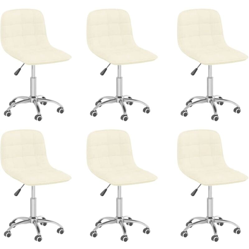 

vidaXL Sillas de comedor giratorias 6 unidades tela color crema - Crema