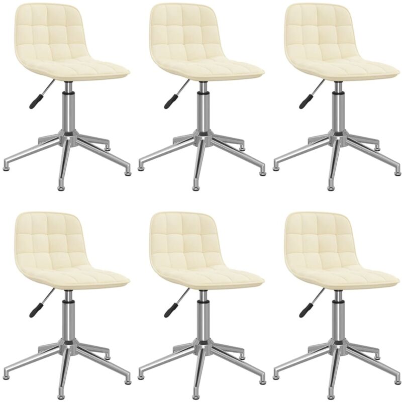 

vidaXL Sillas de comedor giratorias 6 unidades tela color crema - Crema