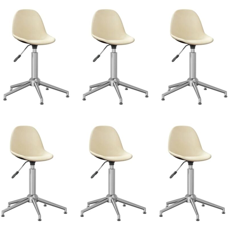 

vidaXL Sillas de comedor giratorias 6 unidades tela color crema - Crema