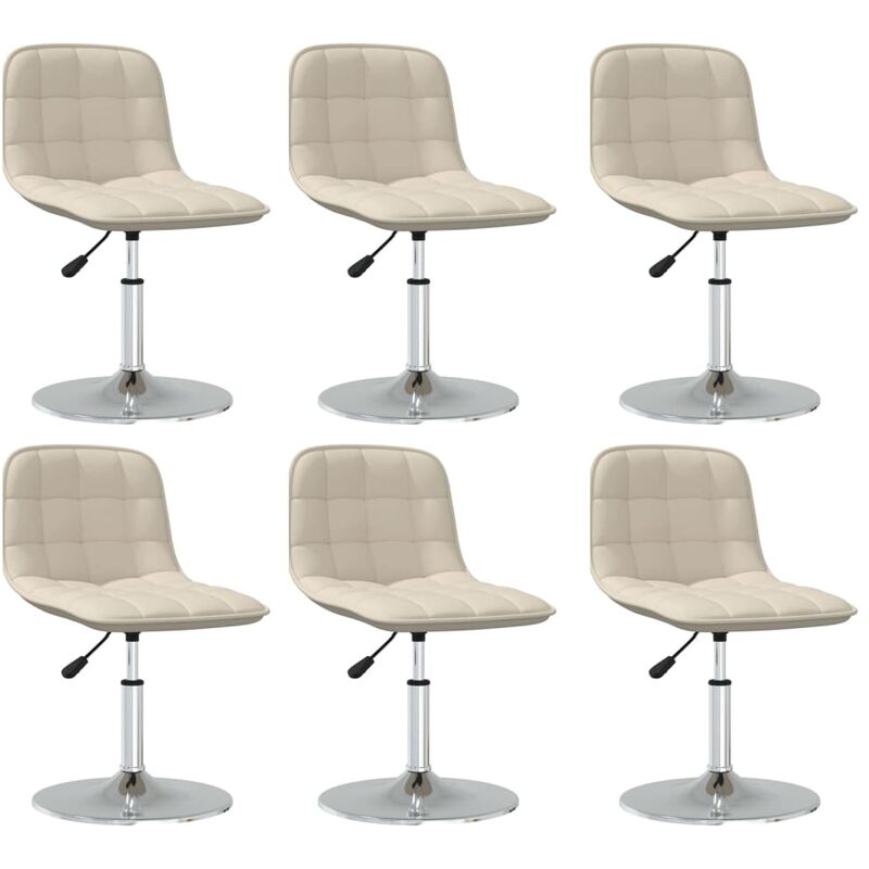 

vidaXL Sillas de comedor giratorias 6 unidades tela color crema - Crema