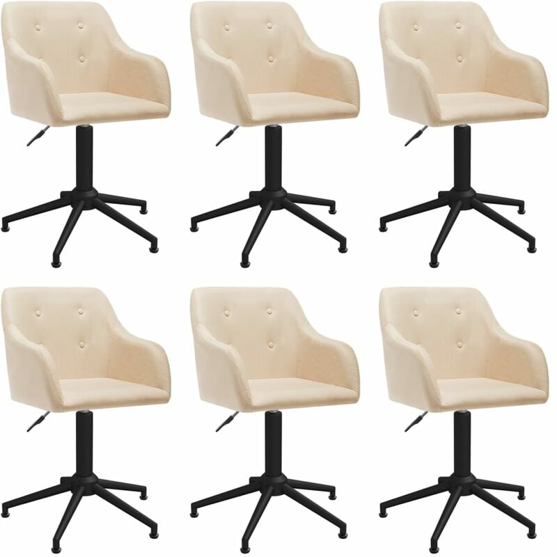 

vidaXL Sillas de comedor giratorias 6 unidades tela color crema - Crema