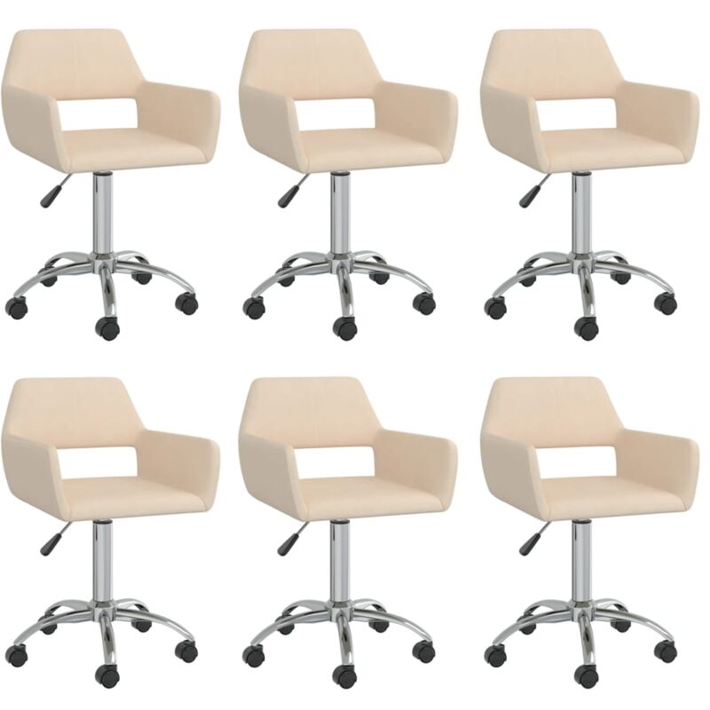

vidaXL Sillas de comedor giratorias 6 unidades tela color crema - Crema