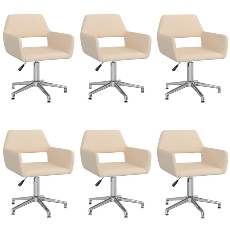 

vidaXL Sillas de comedor giratorias 6 unidades tela color crema - Crema