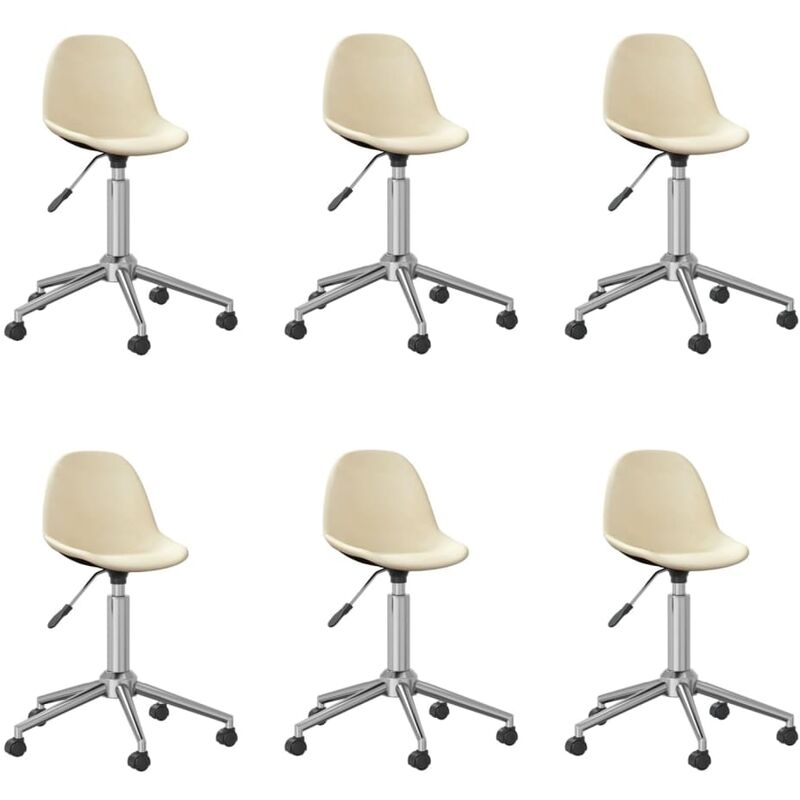

vidaXL Sillas de comedor giratorias 6 unidades tela color crema - Crema