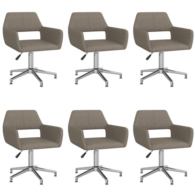 

vidaXL Sillas de comedor giratorias 6 unidades tela color gris taupe - Gris Topo