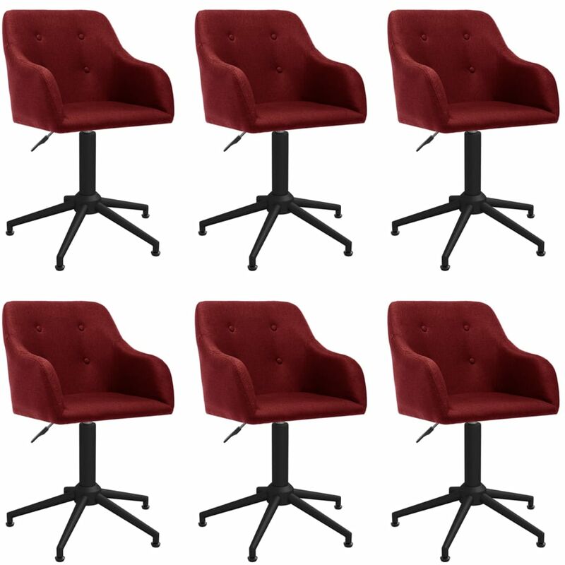 

vidaXL Sillas de comedor giratorias 6 unidades tela color vino tinto - Rojo