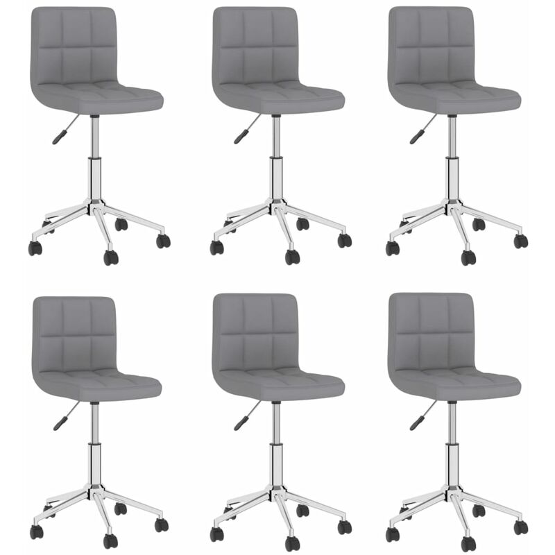 

vidaXL Sillas de comedor giratorias 6 unidades tela gris claro - Gris