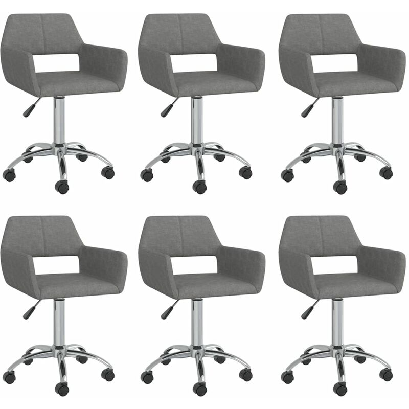 

vidaXL Sillas de comedor giratorias 6 unidades tela gris claro - Gris