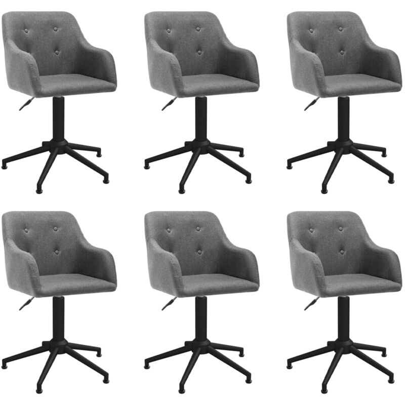 

vidaXL Sillas de comedor giratorias 6 unidades tela gris claro - Gris