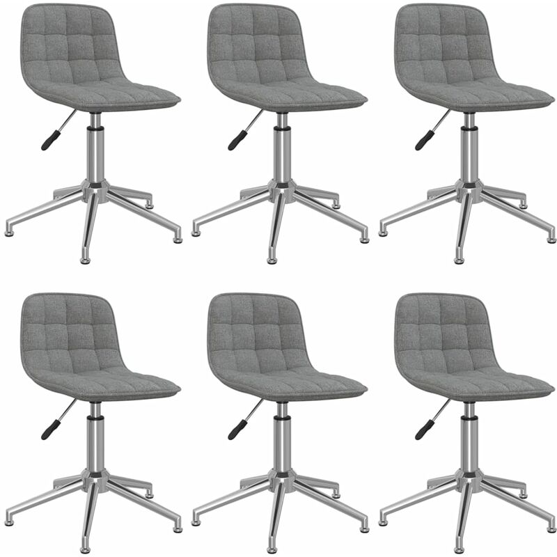 

vidaXL Sillas de comedor giratorias 6 unidades tela gris claro - Gris