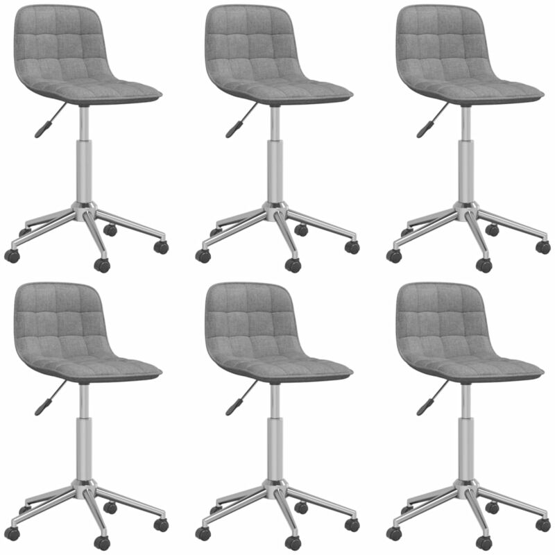 

vidaXL Sillas de comedor giratorias 6 unidades tela gris claro - Gris