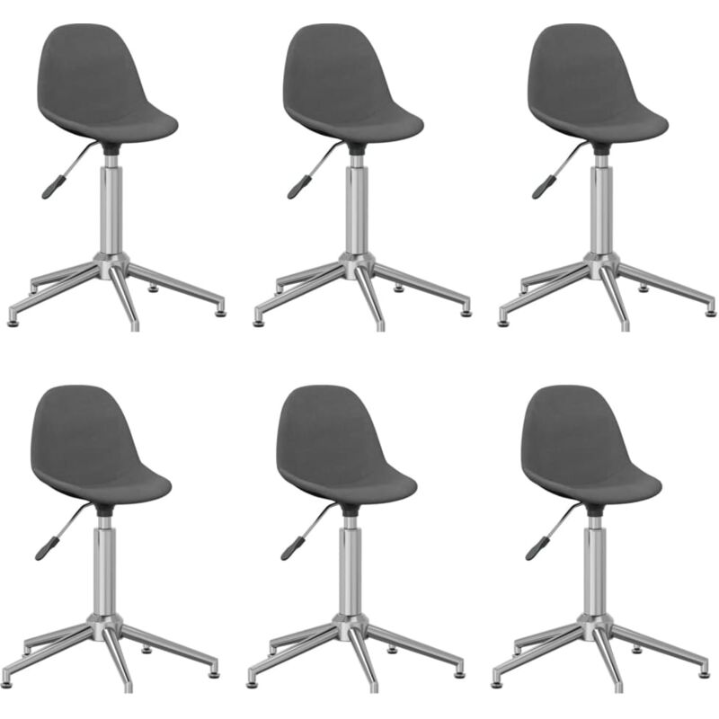 

vidaXL Sillas de comedor giratorias 6 unidades tela gris oscuro - Gris