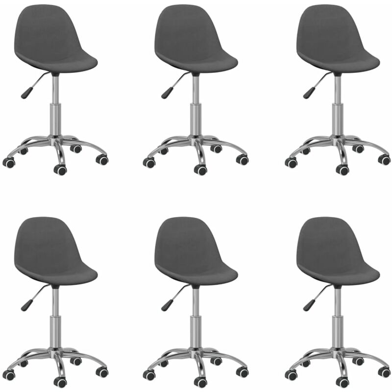 

vidaXL Sillas de comedor giratorias 6 unidades tela gris oscuro - Gris