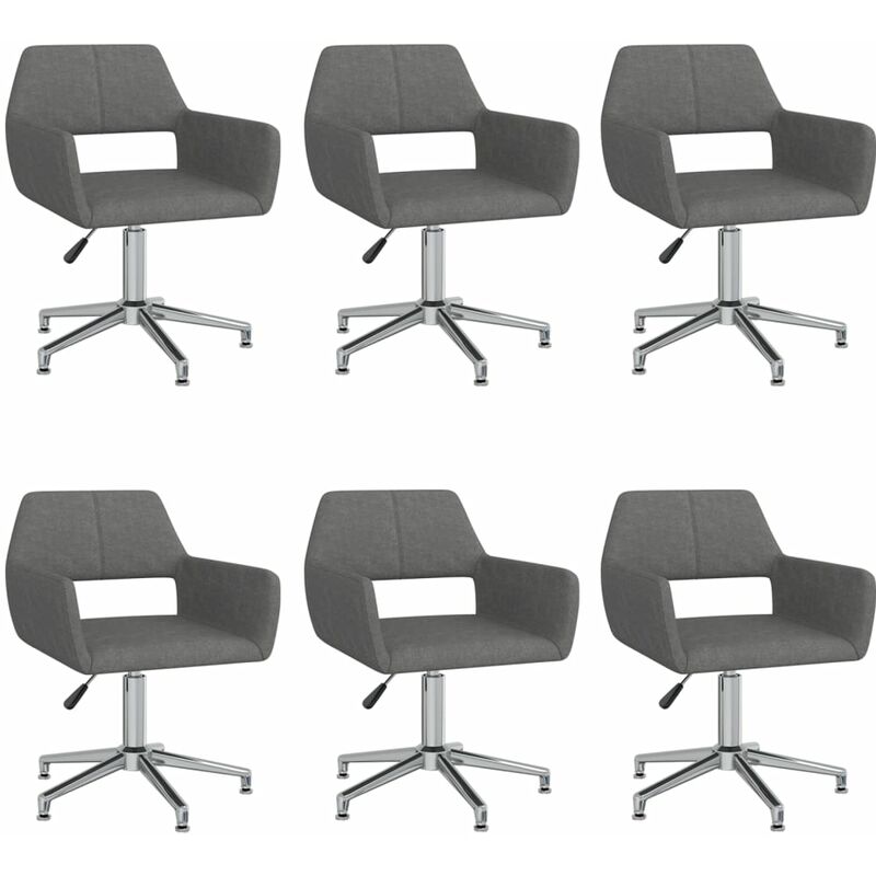 

vidaXL Sillas de comedor giratorias 6 unidades tela gris oscuro - Gris