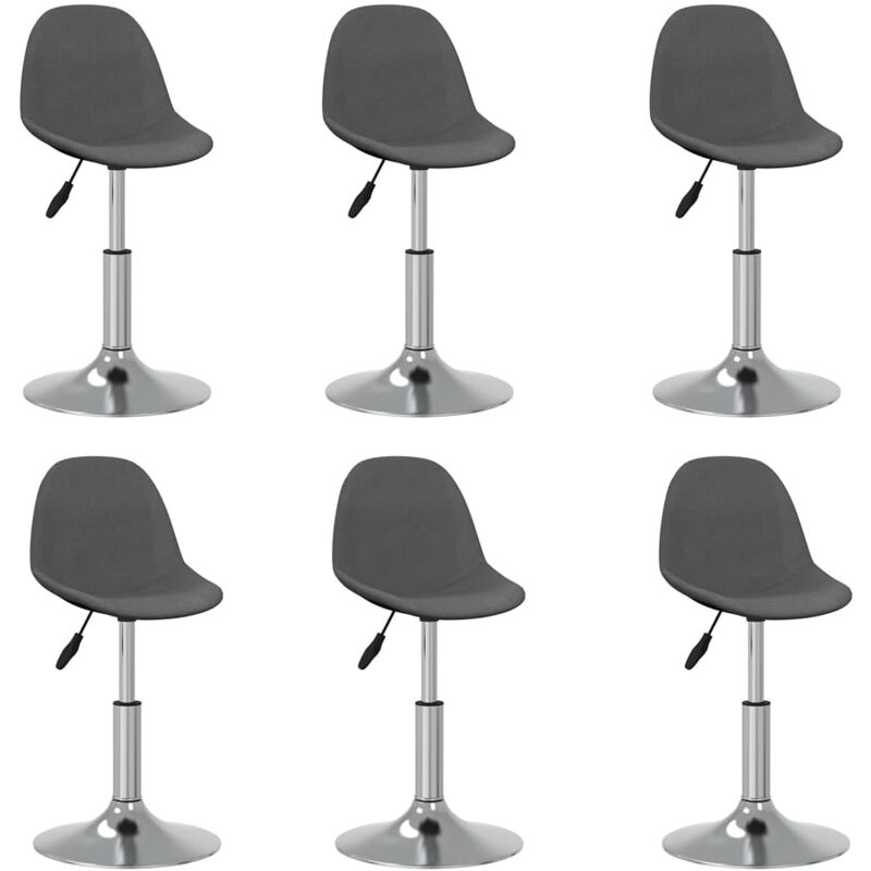 

vidaXL Sillas de comedor giratorias 6 unidades tela gris oscuro - Gris