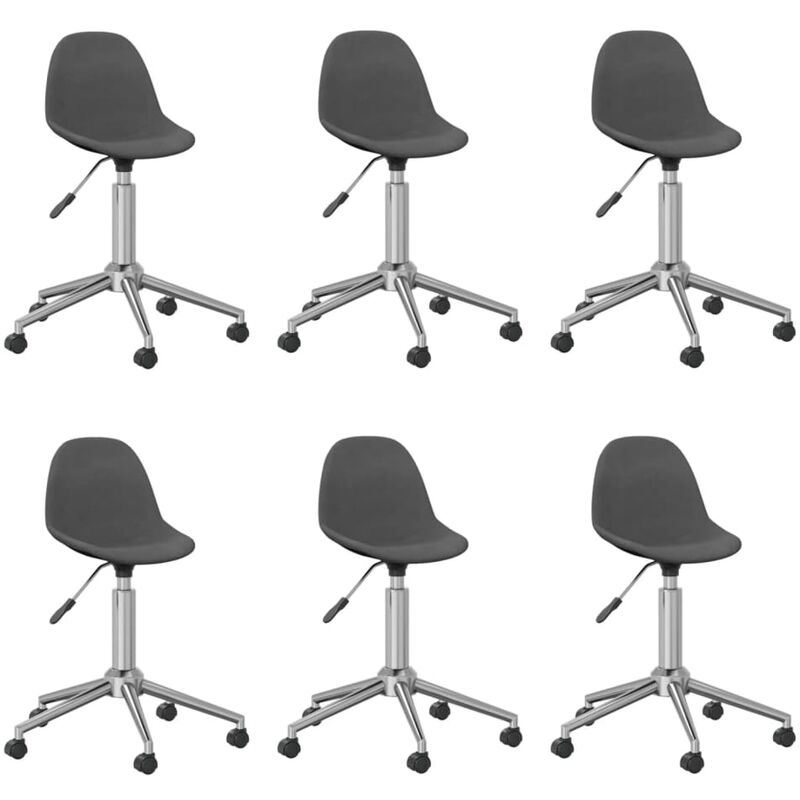 

vidaXL Sillas de comedor giratorias 6 unidades tela gris oscuro - Gris