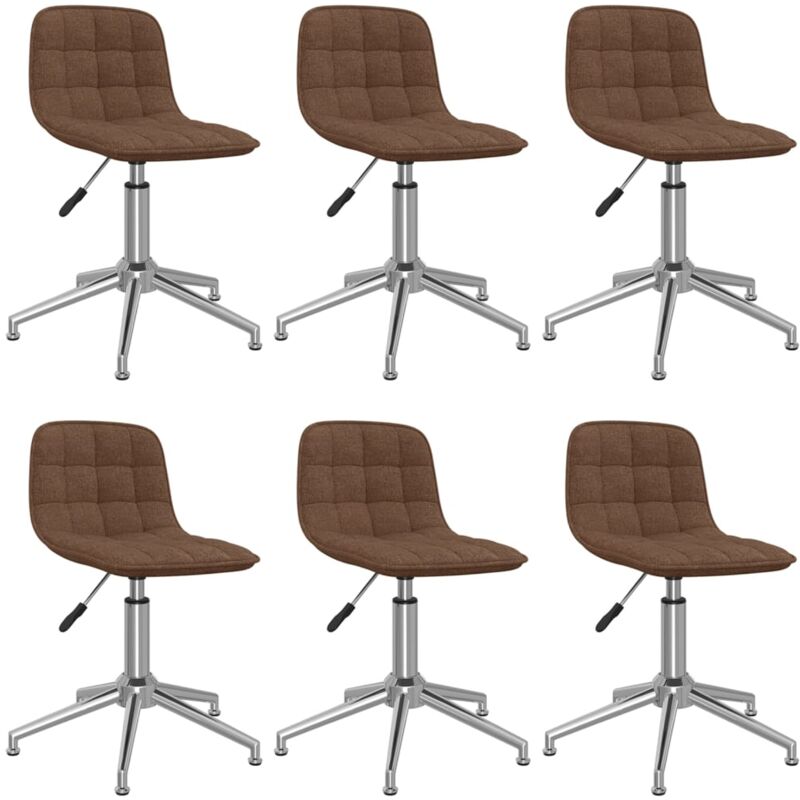 

vidaXL Sillas de comedor giratorias 6 unidades tela marrón - Marrón