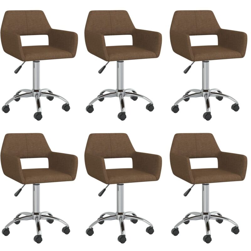 

vidaXL Sillas de comedor giratorias 6 unidades tela marrón - Marrón