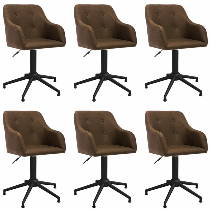 

vidaXL Sillas de comedor giratorias 6 unidades tela marrón - Marrón