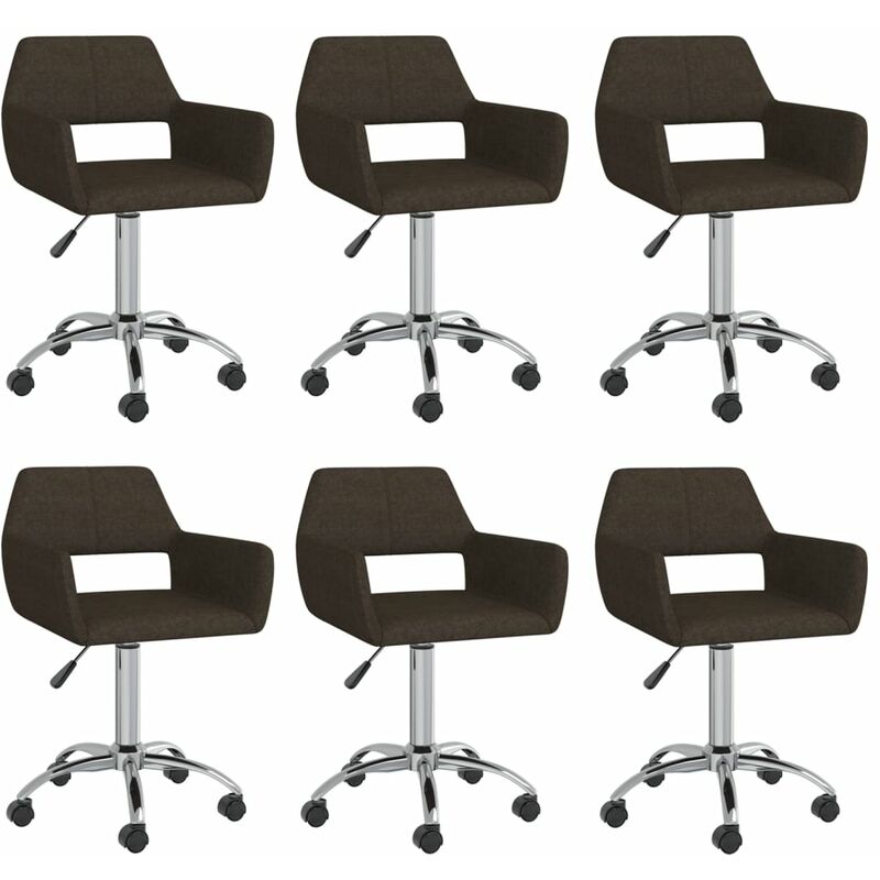 

vidaXL Sillas de comedor giratorias 6 unidades tela marrón oscuro - Marrón