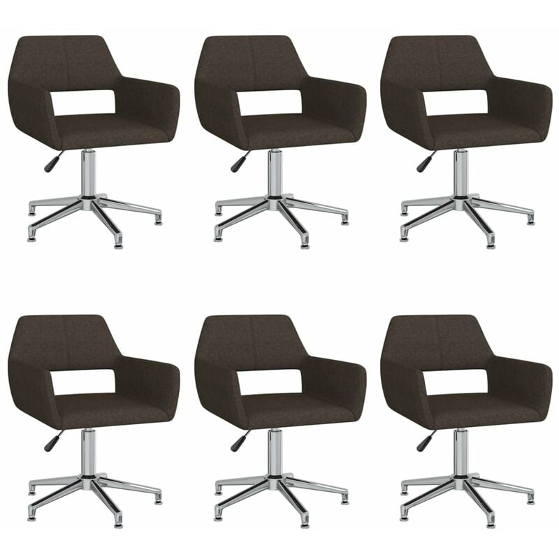 

vidaXL Sillas de comedor giratorias 6 unidades tela marrón oscuro - Marrón