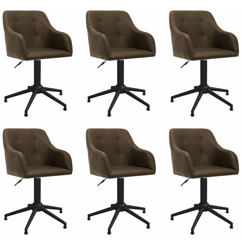

vidaXL Sillas de comedor giratorias 6 unidades tela marrón oscuro - Marrón