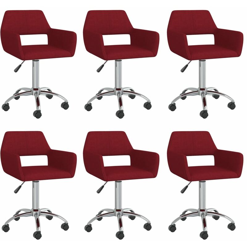 

vidaXL Sillas de comedor giratorias 6 unidades tela rojo vino tinto - Rojo