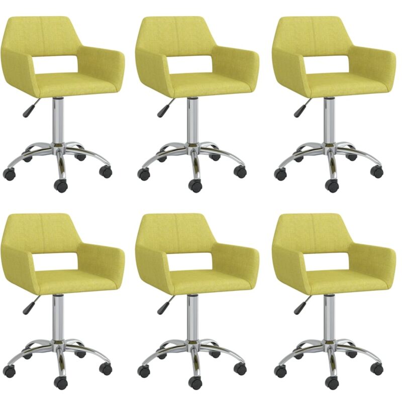 

vidaXL Sillas de comedor giratorias 6 unidades tela verde - Verde