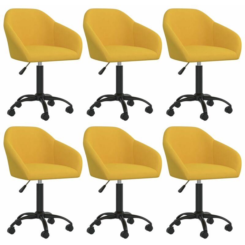 

vidaXL Sillas de comedor giratorias 6 unidades terciopelo amarillo - Amarillo