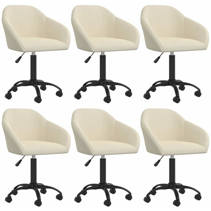 

vidaXL Sillas de comedor giratorias 6 unidades terciopelo color crema - Crema