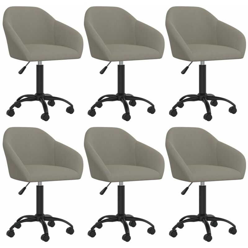 

vidaXL Sillas de comedor giratorias 6 unidades terciopelo gris claro - Gris