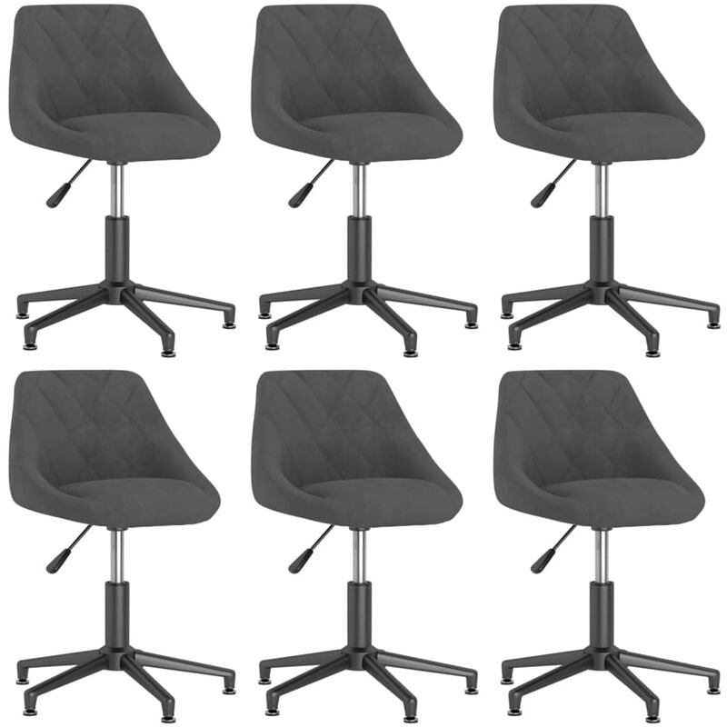 

vidaXL Sillas de comedor giratorias 6 unidades terciopelo gris oscuro - Gris