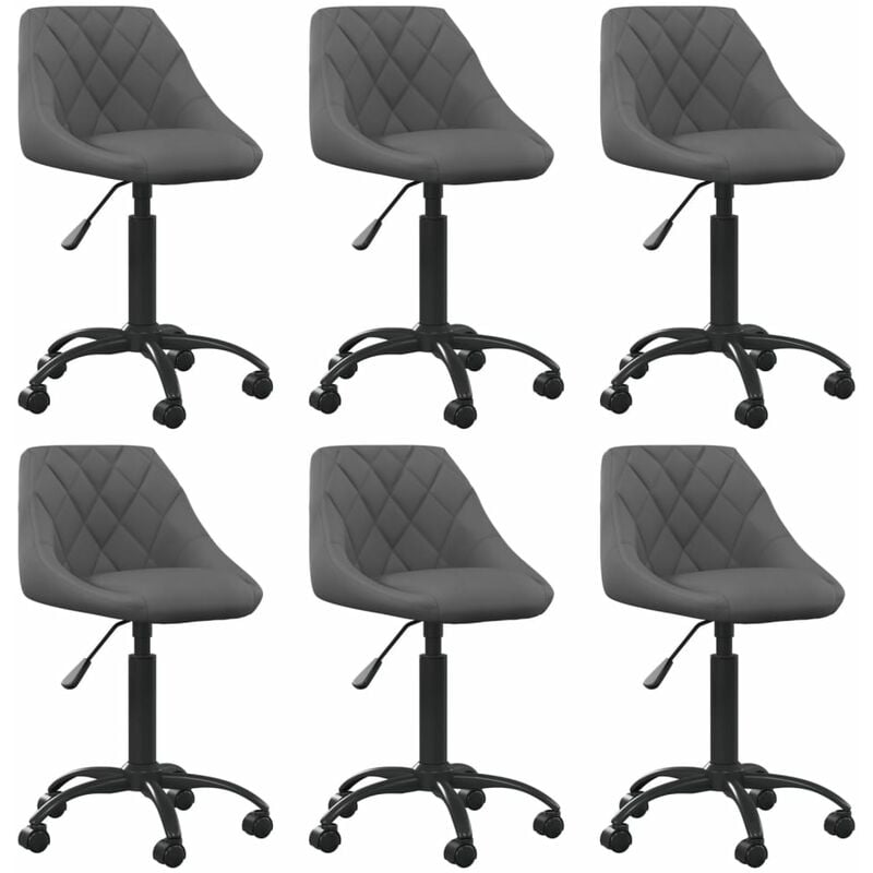 

vidaXL Sillas de comedor giratorias 6 unidades terciopelo gris oscuro - Gris